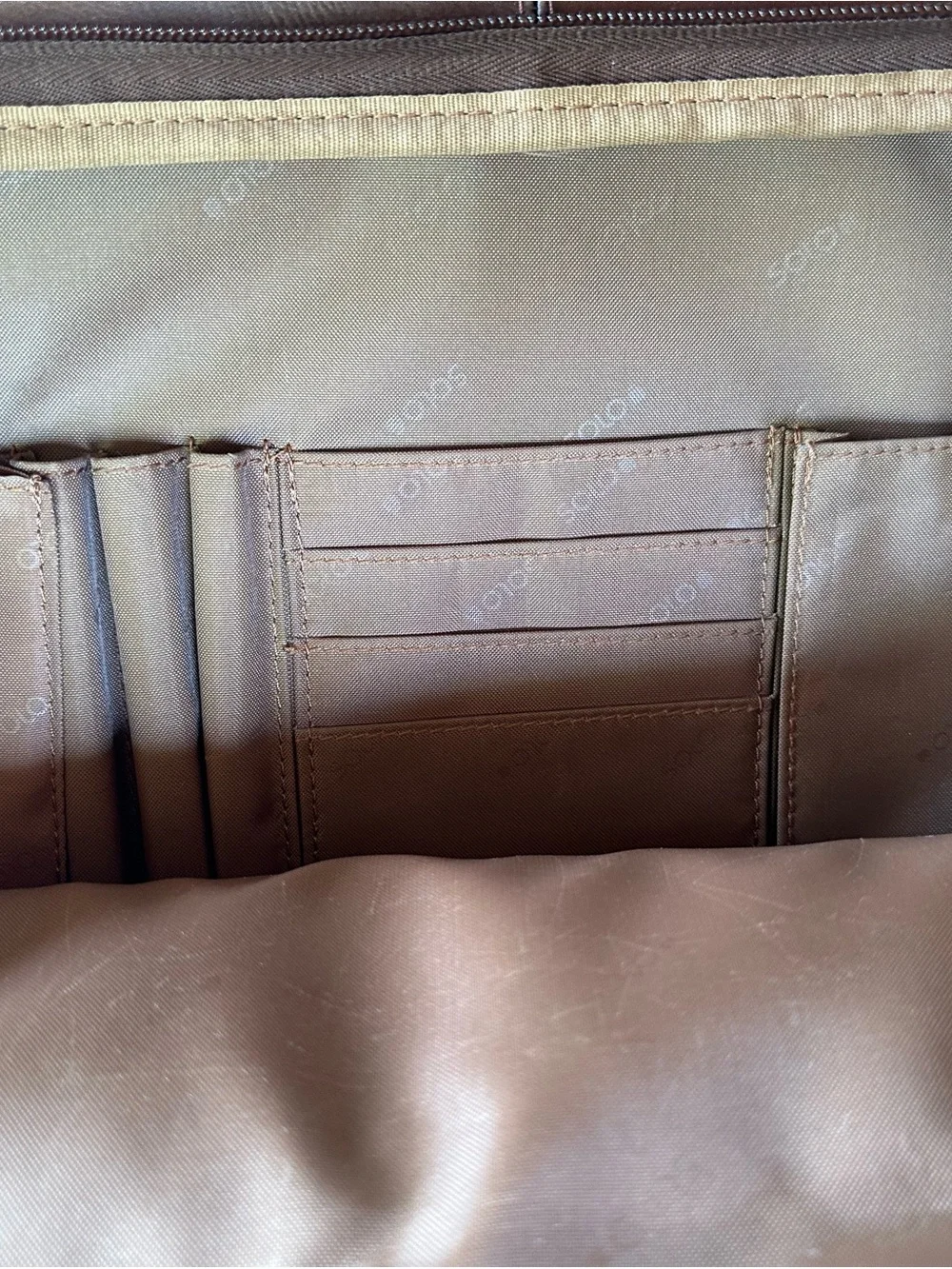 solo Tan Leather Briefcase with Front Zip Pocket